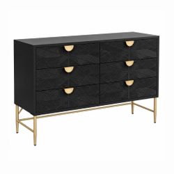 Beatrice 160cm 6 Drawer Chest - Black - OUTLET NSW