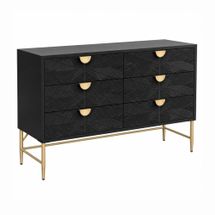 Beatrice 160cm 6 Drawer Chest - Black - OUTLET NSW