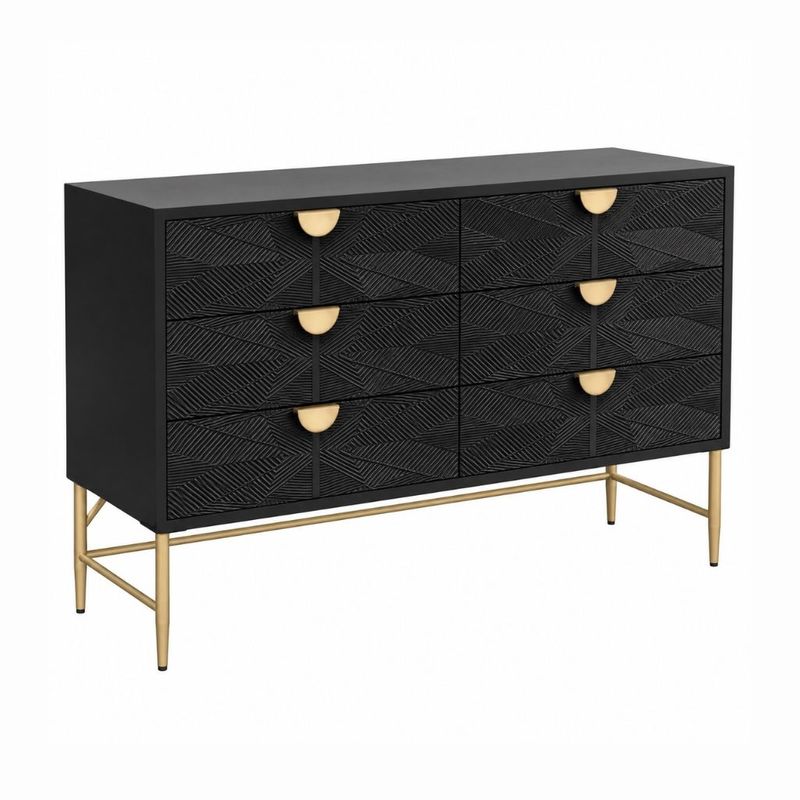 Beatrice 160cm 6 Drawer Chest - Black - OUTLET NSW