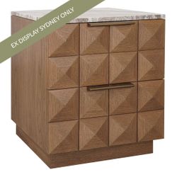Benedict 53x62.5cm Walnut Bedside Table - River Brown Marble - OUTLET NSW
