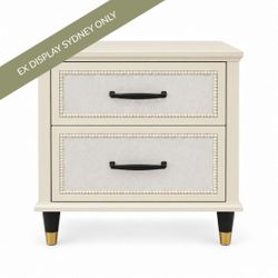 Lincoln 50x50cm Bedside Table - Off White - OUTLET NSW