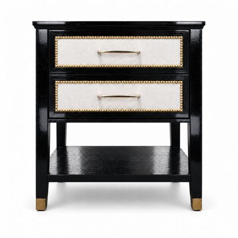 Lincoln 50x50cm Bedside Table with Shelf - Black - OUTLET NSW