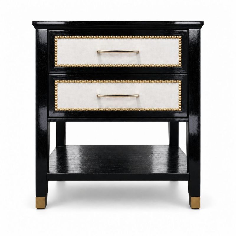 Lincoln 50x50cm Bedside Table with Shelf - Black - OUTLET NSW
