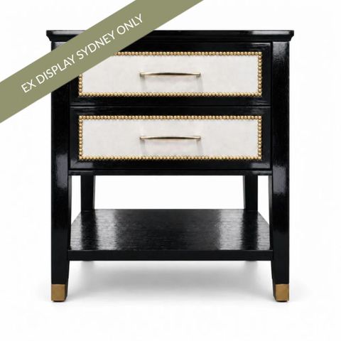 Lincoln 50x50cm Bedside Table with Shelf - Black - OUTLET NSW