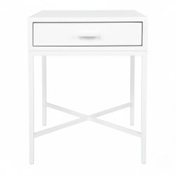 Nessa 45x60cm 1 Drawer Bedside Table - All White