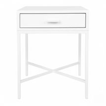 Nessa 45x60cm 1 Drawer Bedside Table - All White