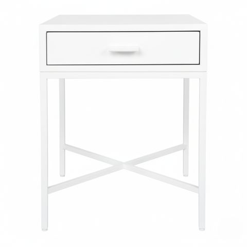 Nessa 45x60cm 1 Drawer Bedside Table - All White