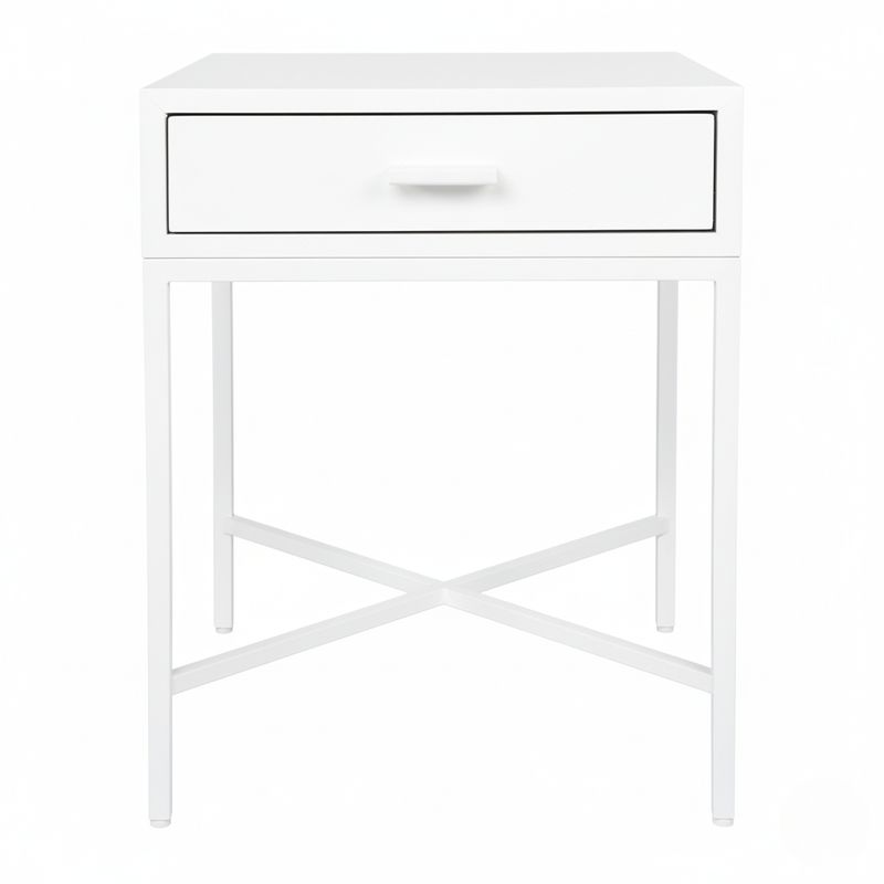 Nessa 45x60cm 1 Drawer Bedside Table - All White