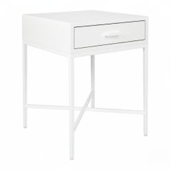 Nessa 45x60cm 1 Drawer Bedside Table - All White