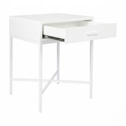 Nessa 45x60cm 1 Drawer Bedside Table - All White