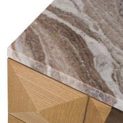 Benedict Natural Oak Bedside Table - River Brown Marble - OUTLET NSW