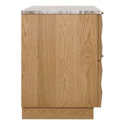 Benedict Natural Oak Bedside Table - River Brown Marble - OUTLET NSW
