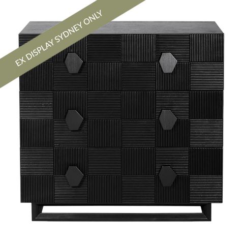 Alton 96cm 3 Drawer Chest -  Black
