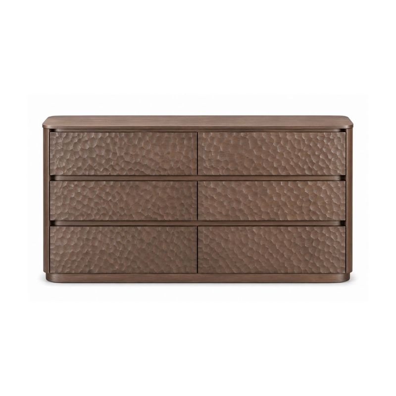 Mikki 150cm 6 Drawer Chest - Walnut Brown - OUTLET NSW