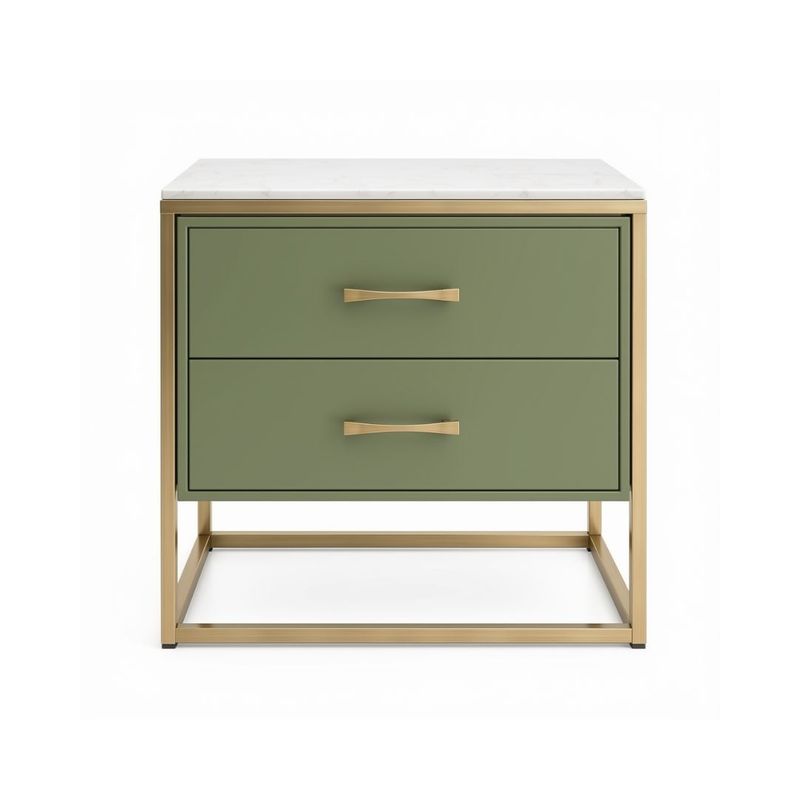 Phillippe 60x60cm Bedside Table - Olive - OUTLET NSW
