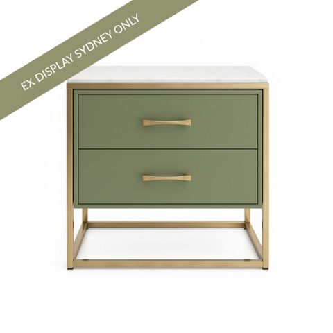 Phillippe 60x60cm Bedside Table - Olive - OUTLET NSW