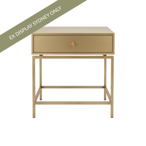 Bonte 55x60cm Bedside Table - Antique Gold - OUTLET NSW
