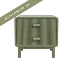 Olivia 55x55.5cm Bedside Table - Olive - OUTLET NSW