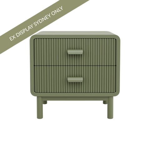 Olivia 55x55.5cm Bedside Table - Olive - OUTLET NSW