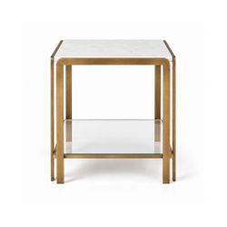 Bonnie Square White Marble Side Table - Antique Gold - OUTLET NSW