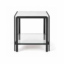 Bonnie Square White Marble Side Table - Black - OUTLET NSW