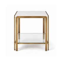 Bonnie Square White Marble Side Table - Antique Gold - OUTLET NSW