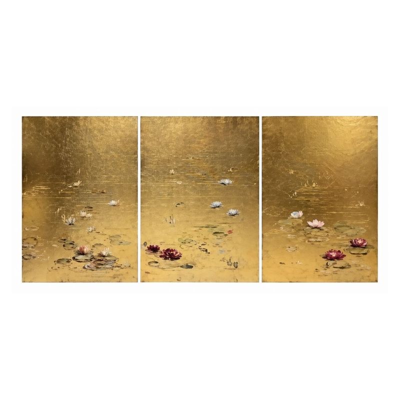 Reflections in Gold Set of Three Canvas Painting - OUTLET NSW