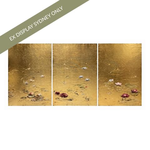 Reflections in Gold Set of Three Canvas Painting - OUTLET NSW