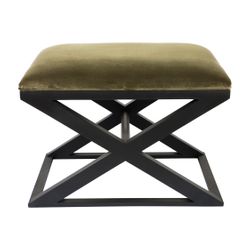Spencer Black Timber Stool - Moss Velvet - OUTLET NSW