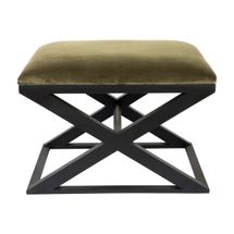 Spencer Black Timber Stool - Moss Velvet - OUTLET NSW