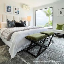 Spencer Black Timber Stool - Moss Velvet - OUTLET NSW