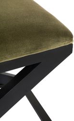 Spencer Black Timber Stool - Moss Velvet - OUTLET NSW