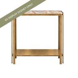 Bonnie 140cm Beige Marble Console Table -  Antique Gold - OUTLET NSW