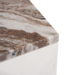 Benedict 53x62.5cm White Oak Bedside Table - River Brown Marble