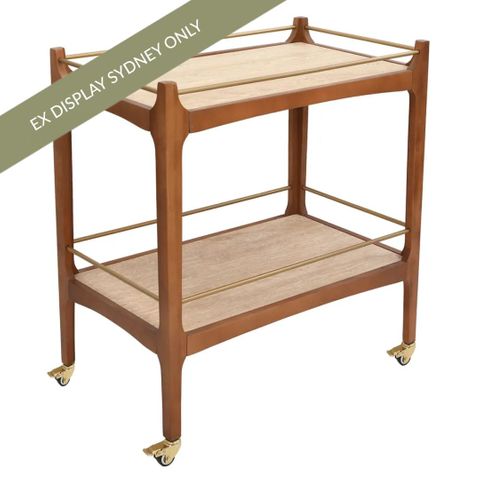 Ashley Travertine Bar Cart - Walnut - OUTLET NSW