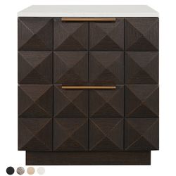 Benedict 53x62.5cm Smoked Oak Bedside Table - White Marble - OUTLET NSW