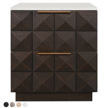 Benedict 53x62.5cm Smoked Oak Bedside Table - White Marble - OUTLET NSW