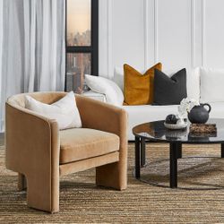 Kylie Arm Chair - Ochre Velvet - OUTLET NSW