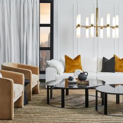 Kylie Arm Chair - Ochre Velvet - OUTLET NSW