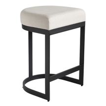 Remy Black Kitchen Stool - Natural Linen