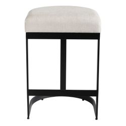 Remy Black Kitchen Stool - Natural Linen