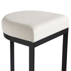 Remy Black Kitchen Stool - Natural Linen