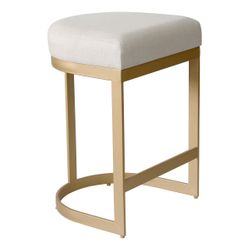 Remy Gold Kitchen Stool - Natural Linen
