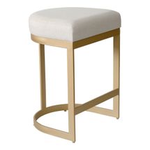 Remy Gold Kitchen Stool - Natural Linen