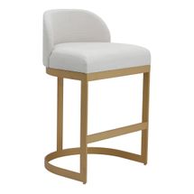 Remy Black Kitchen Stool with Backrest - Natural Linen