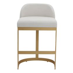Remy Black Kitchen Stool with Backrest - Natural Linen
