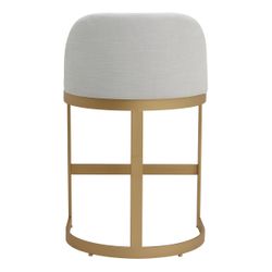Remy Black Kitchen Stool with Backrest - Natural Linen