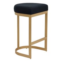 Remy Gold Bar Stool - Black Linen
