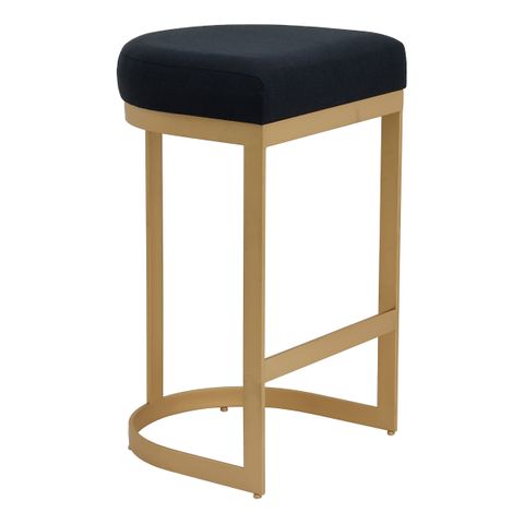 Remy Gold Bar Stool - Black Linen