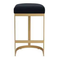 Remy Gold Bar Stool - Black Linen